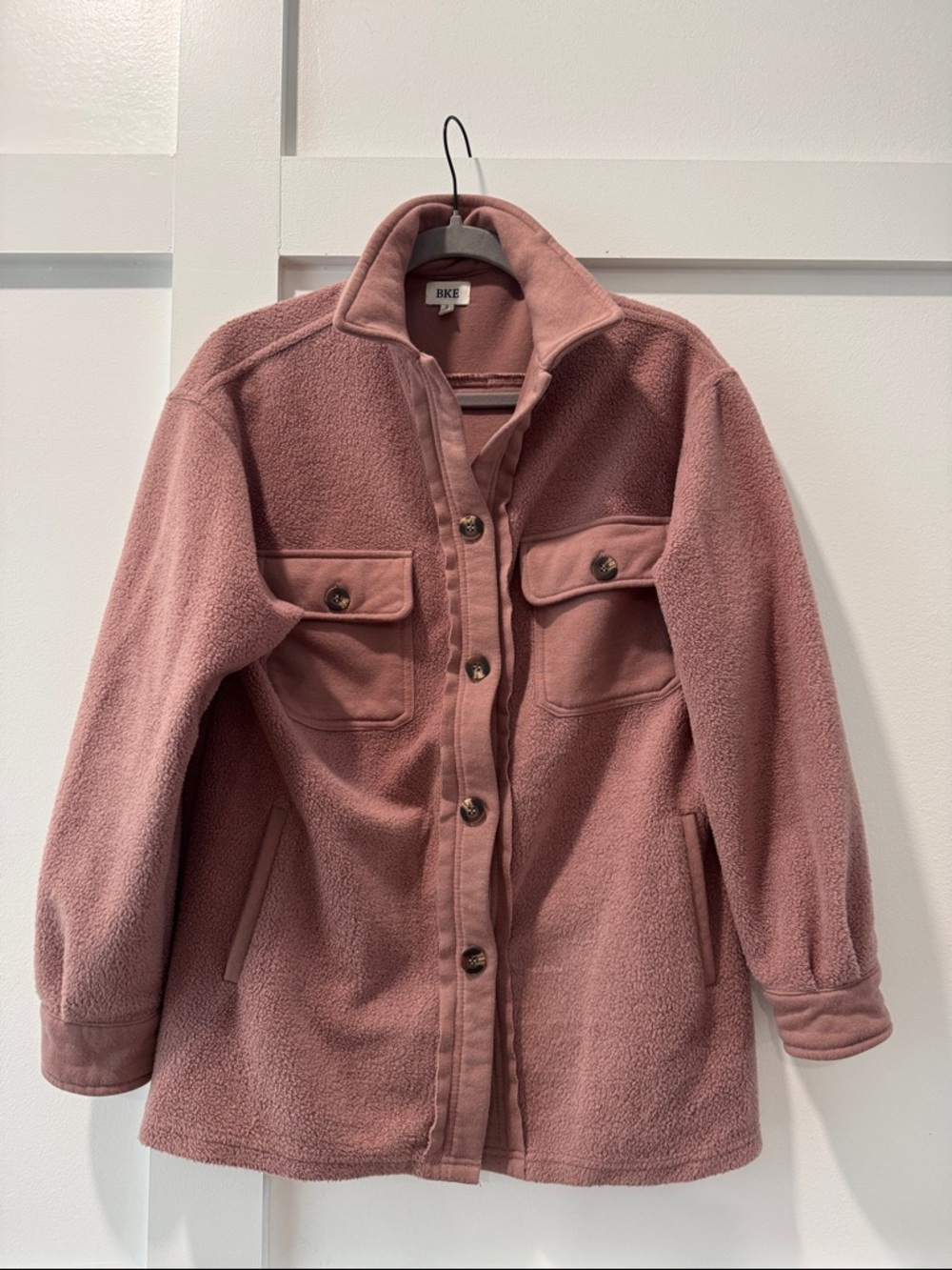 BKE Rosewood Teddy Shacket Jacket